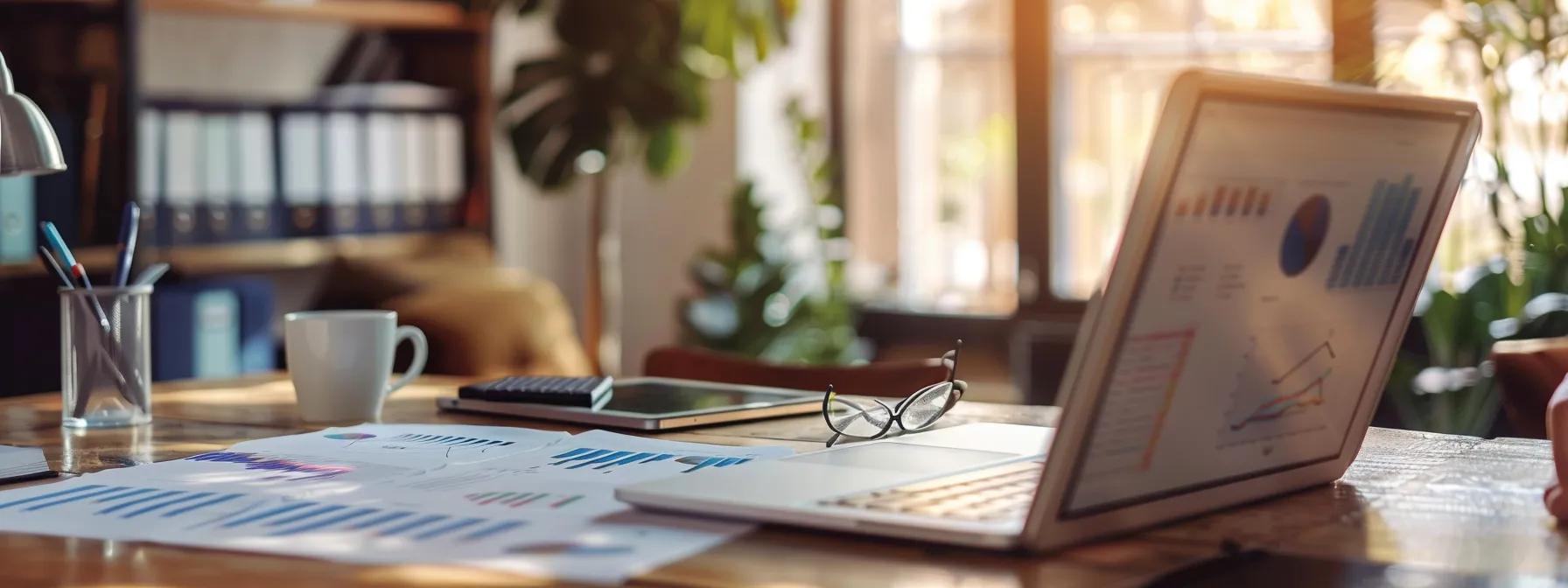a focused desk setting showcases a professional buyer's agent meeting with a client, surrounded by detailed property listings, market analysis charts, and a modern laptop, emphasising the critical decision-making process in choosing the right agent in australia.