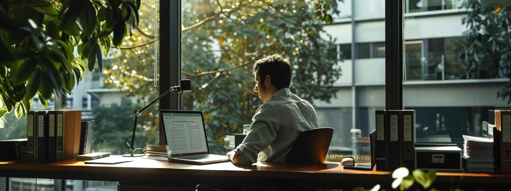 a contemporary office space features a focused conveyancer engaged in reviewing property contracts, surrounded by legal books and a sleek laptop, embodying the complexities of legal fees in property transactions in victoria.