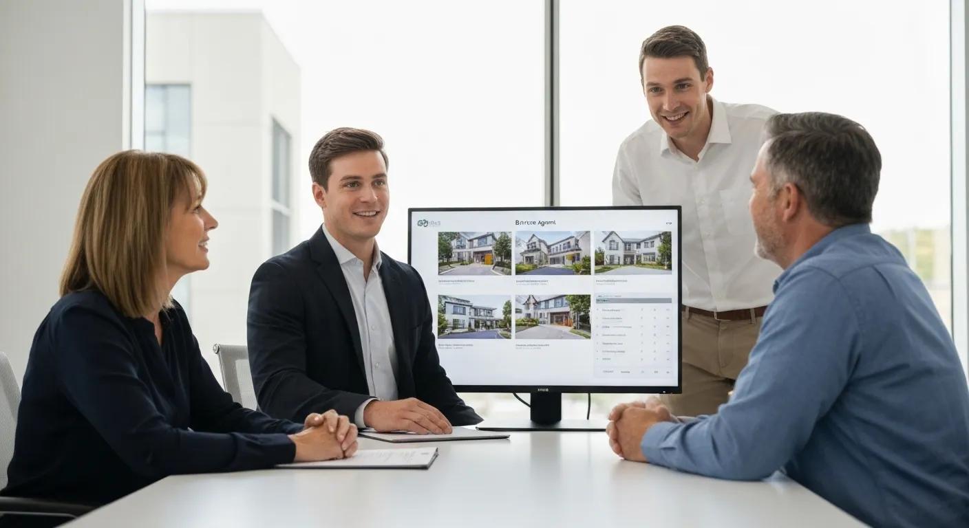 Buyers agent in a professional meeting, discussing property options with clients
