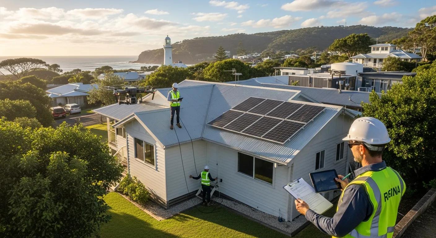 Building inspector checking a Byron Bay property — due diligence in progress