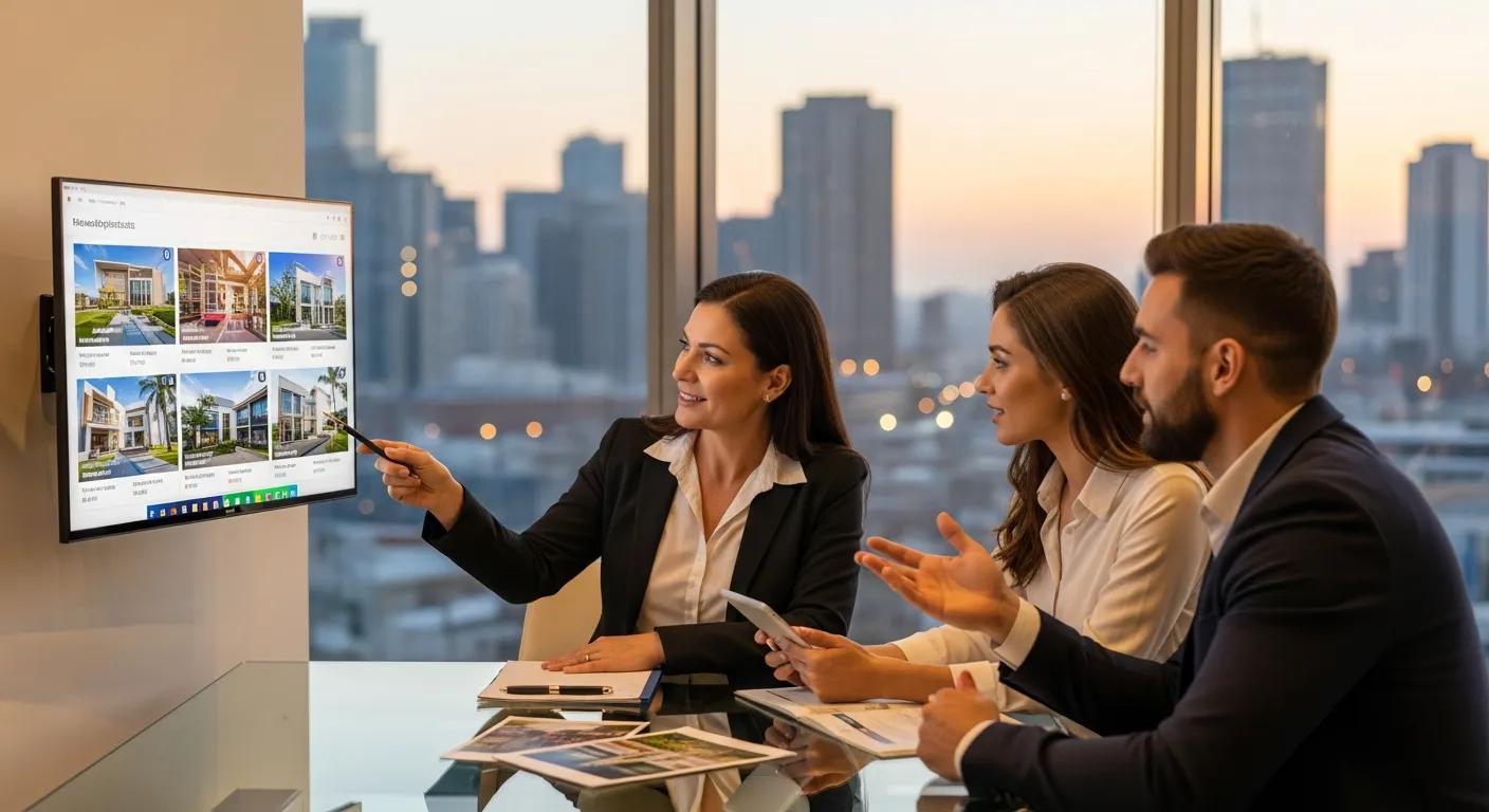 Buyers agent consulting with clients about property options and services