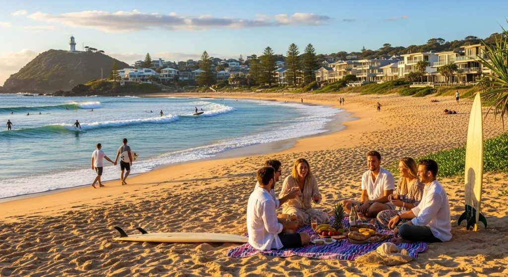 Byron Bay beach scene highlighting lifestyle appeal and investment potential