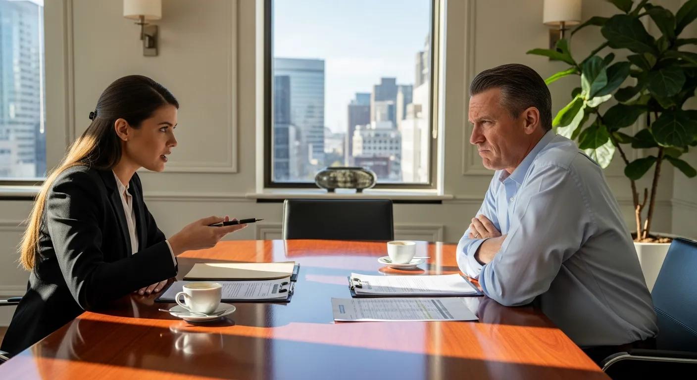 Buyers agent negotiating property terms with seller