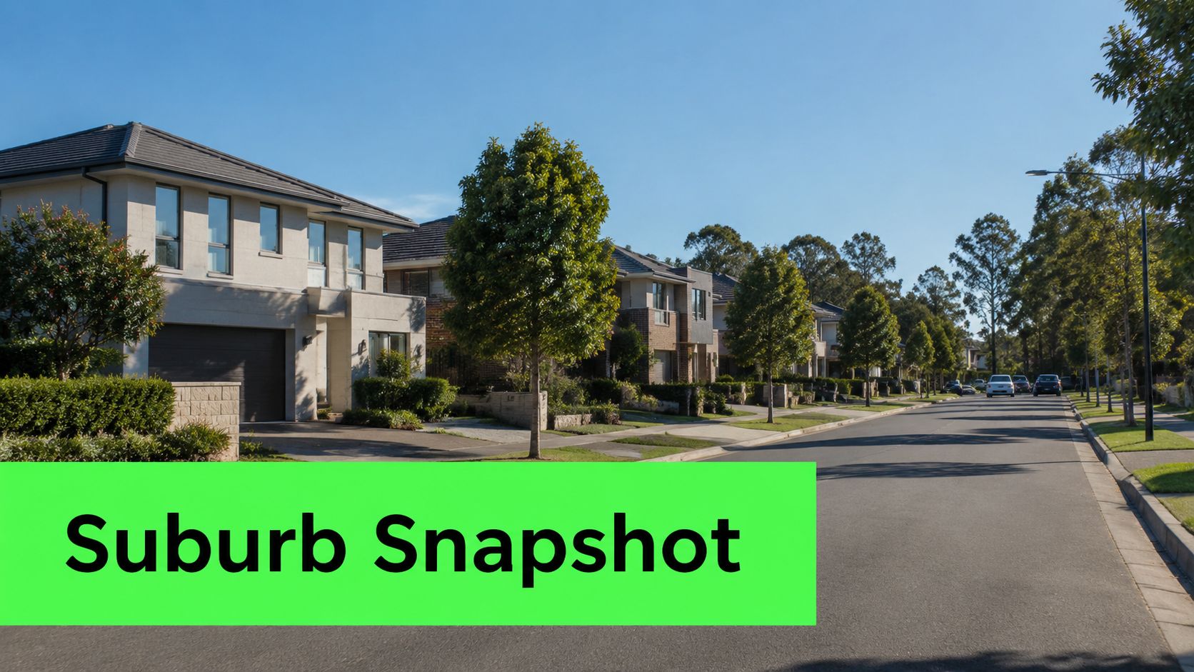 A quiet suburban residential street in Castle Hill, Sydney, Australia, featuring modern houses and green trees.