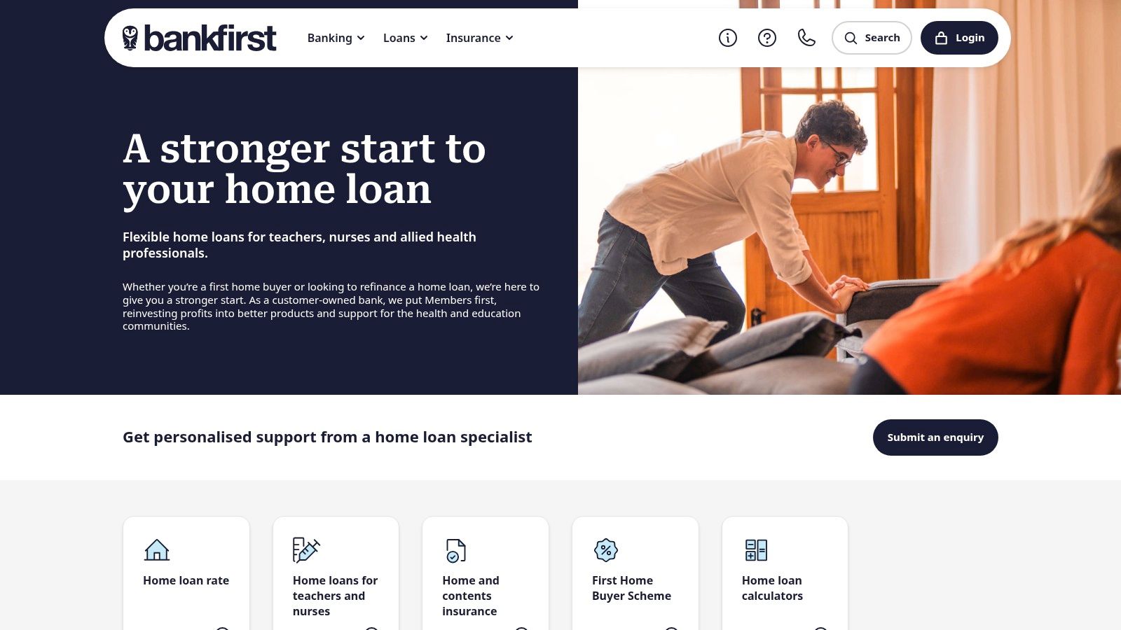 Bank First – No‑LMI home loans for teachers, nurses and allied health