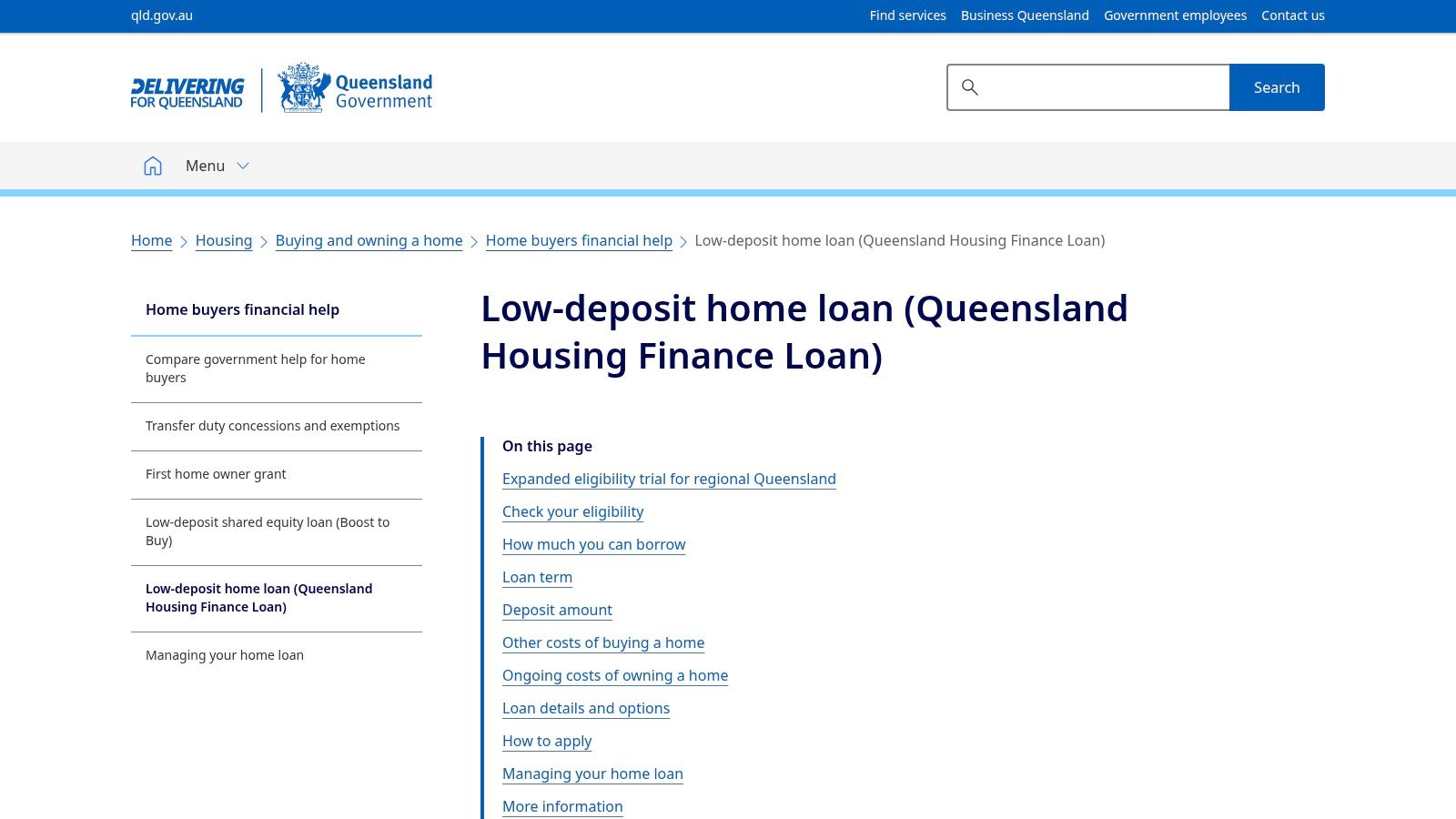 Queensland Housing Finance Loan (Qld Government) – Low‑deposit, no LMI lending